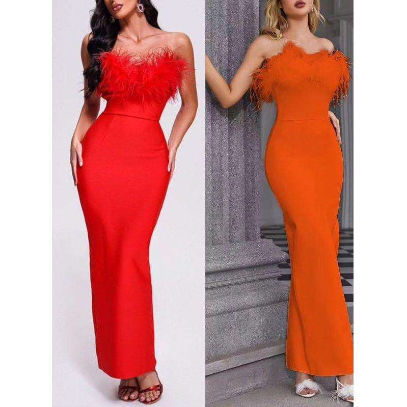 Sexy Bandage Feather Dress