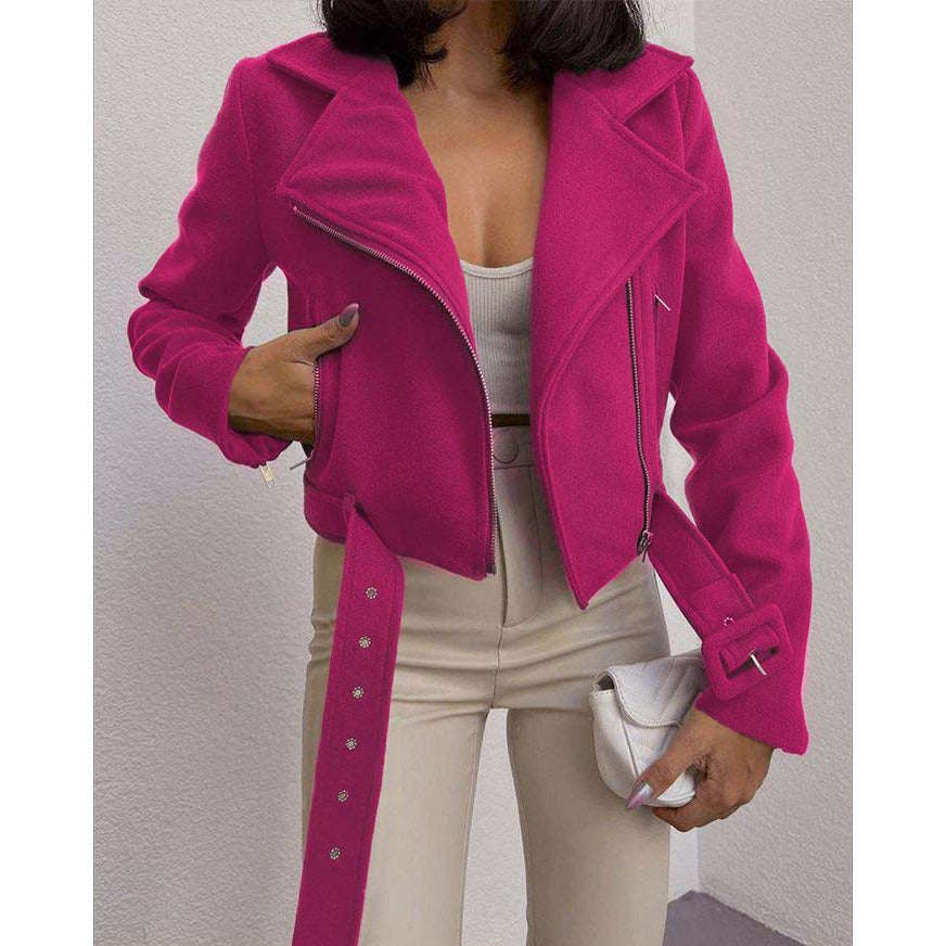 Cropped Side Pockets Jacket - GREEN / L