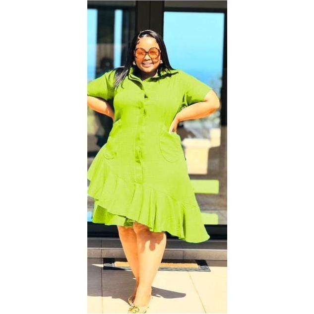 Buttoned Short Sleeve Dress