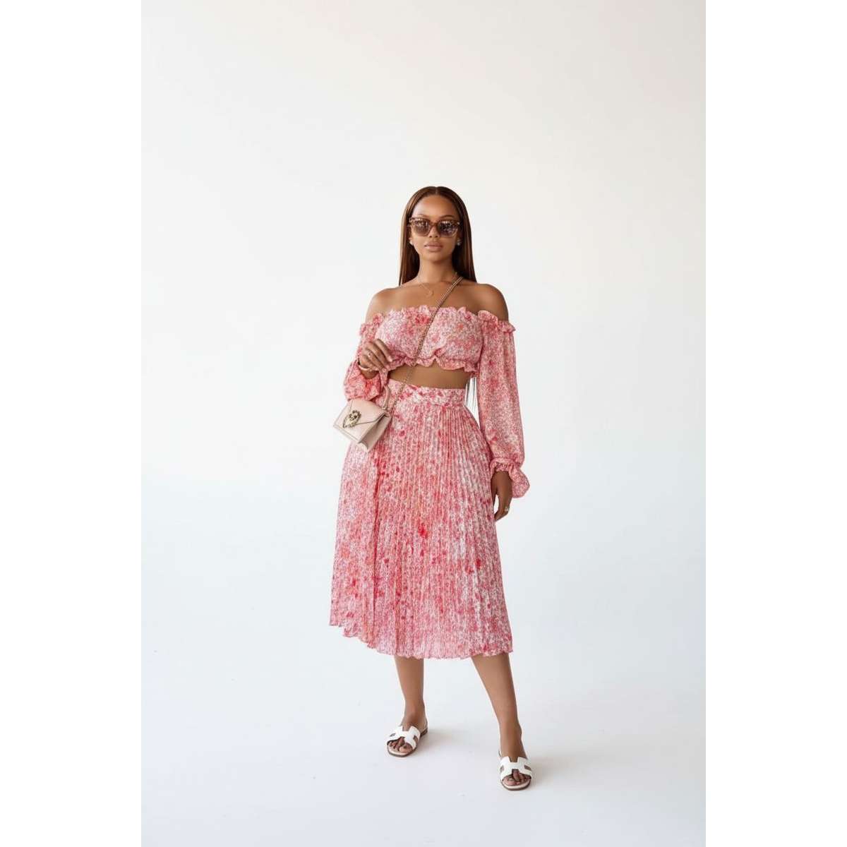 Pleated Skirt and Boob Tube Crop Set