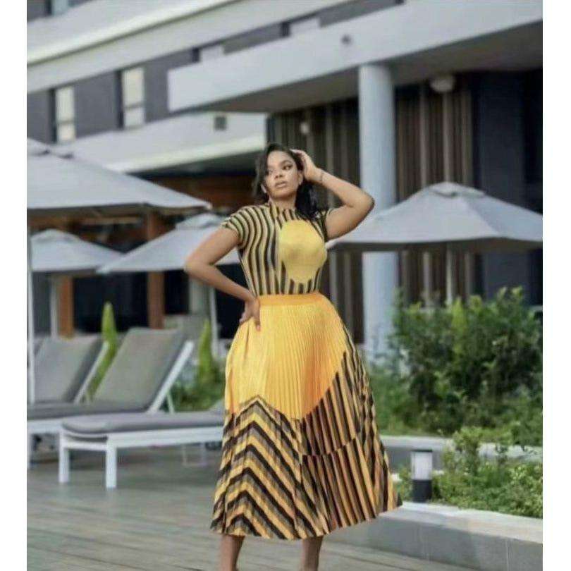 Vintage Pleated Skirt and Turtleneck Top