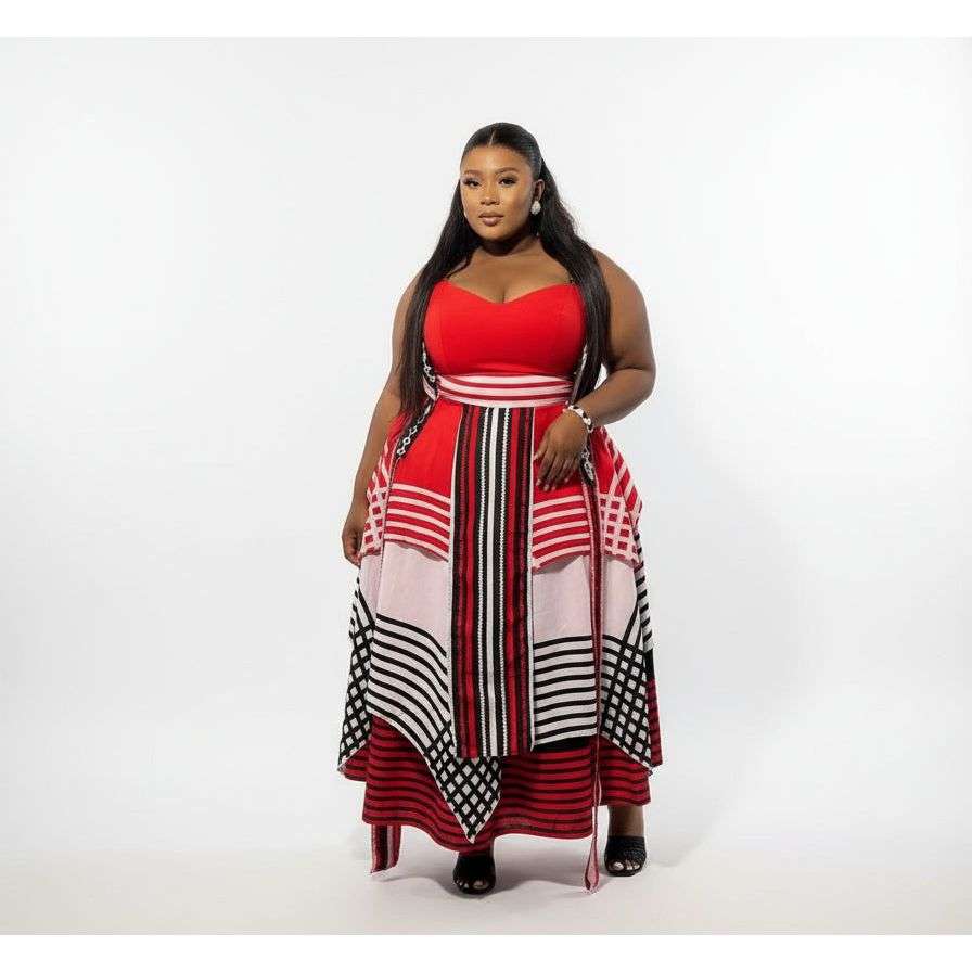 Multi-Color Knotted shoulder African Print Dress