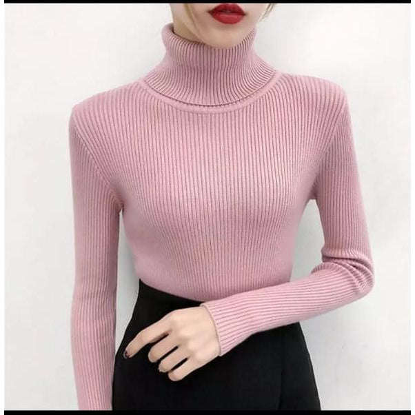 Turtleneck Sweater Polo Neck - WHITE / L/XL