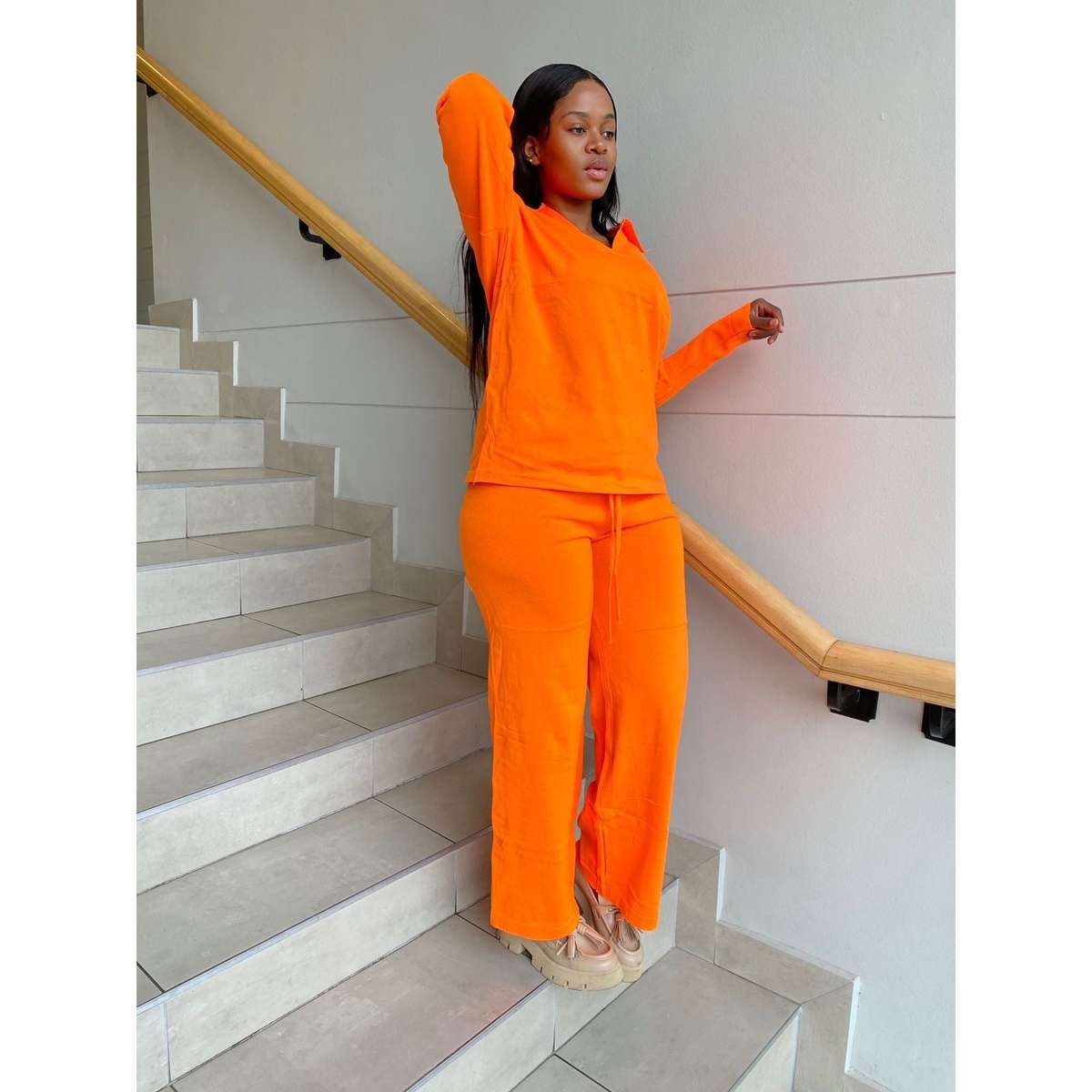 V-Neck High Waisted 2 Pieces Set - GREEN / L/XL