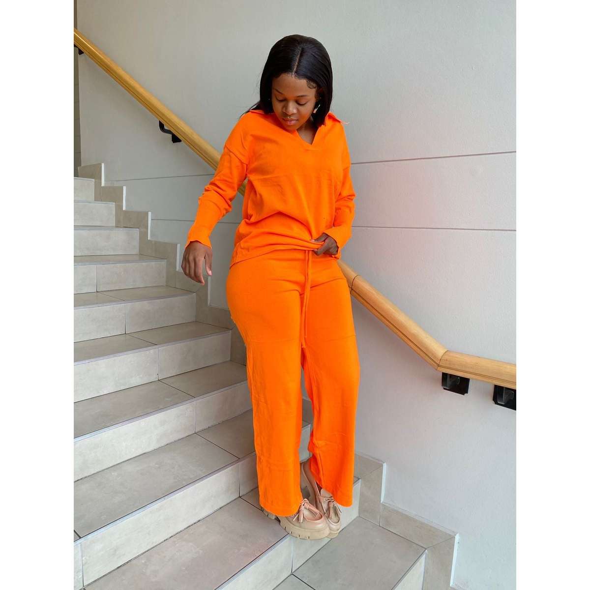 V-Neck High Waisted 2 Pieces Set - GREEN / L/XL