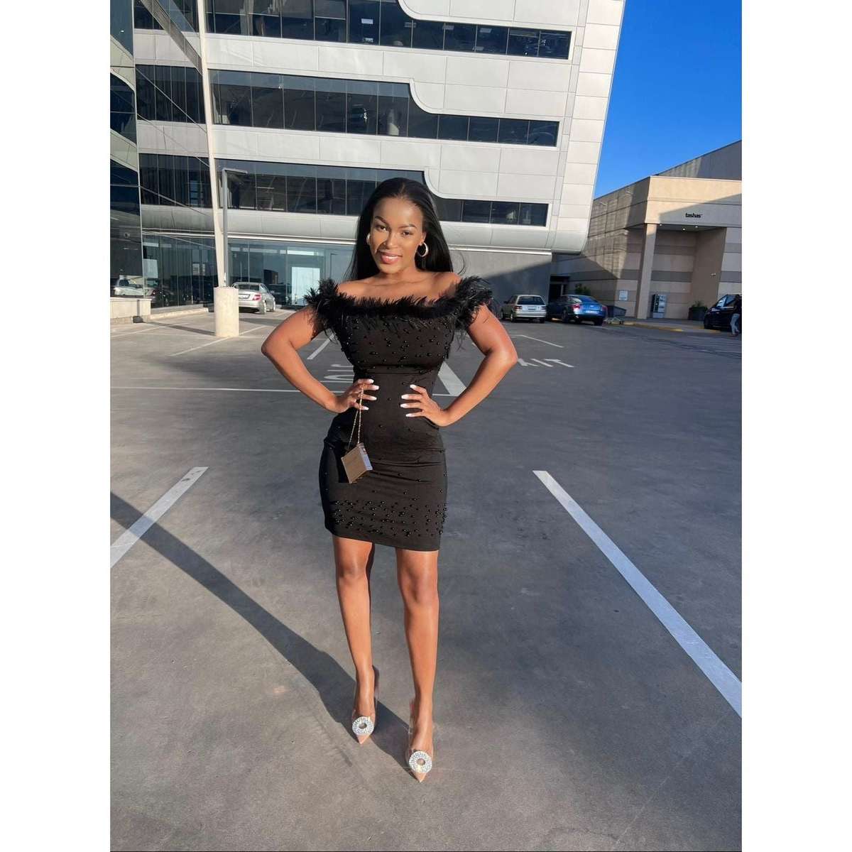 Feather Beads Mini Dress