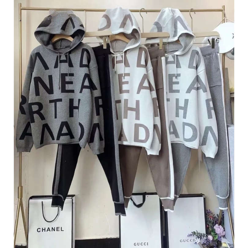 Printed Hooded Tracksuits - KHAKI / S/M