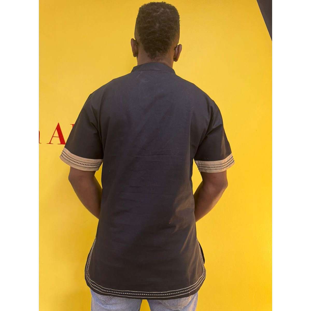 Mens African Vintage Embroidered T-Shirt