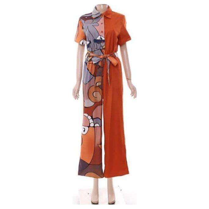 Short Sleeve Multi Printed color Jumpsuit.