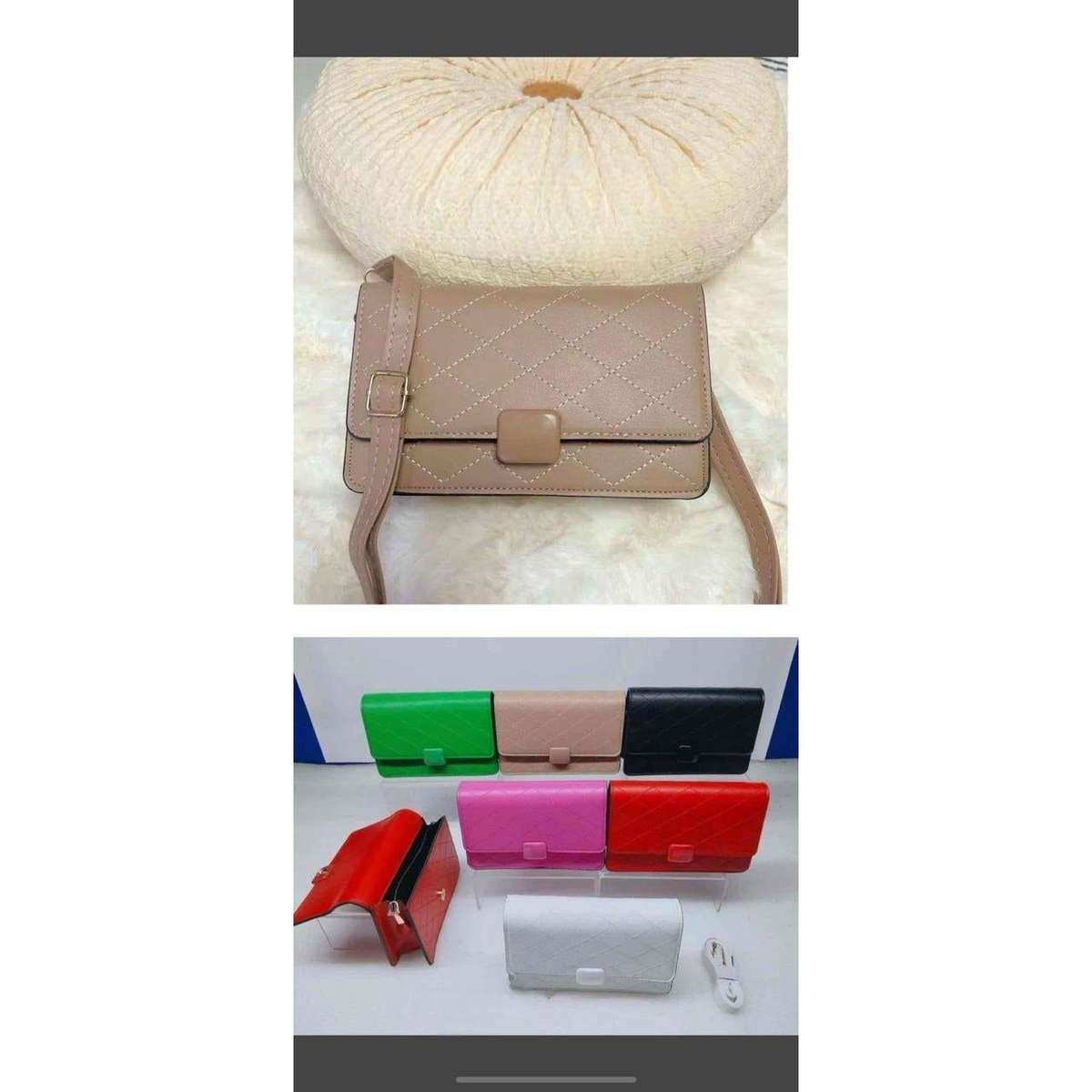 Leather bag with zipper for women fashionable