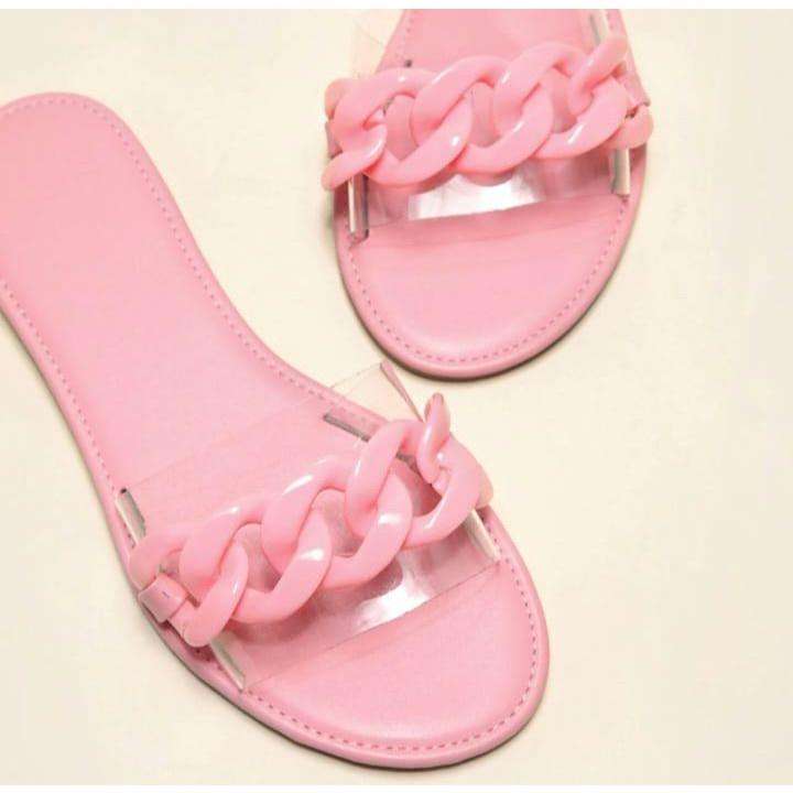 Fashion Chain Decoration Colorful Candy Slides Sandals