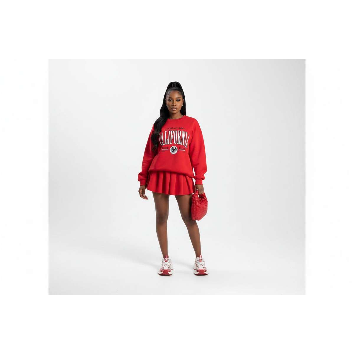 Mini Skirt & Oversized Sweatshirt 2 Piece Set.