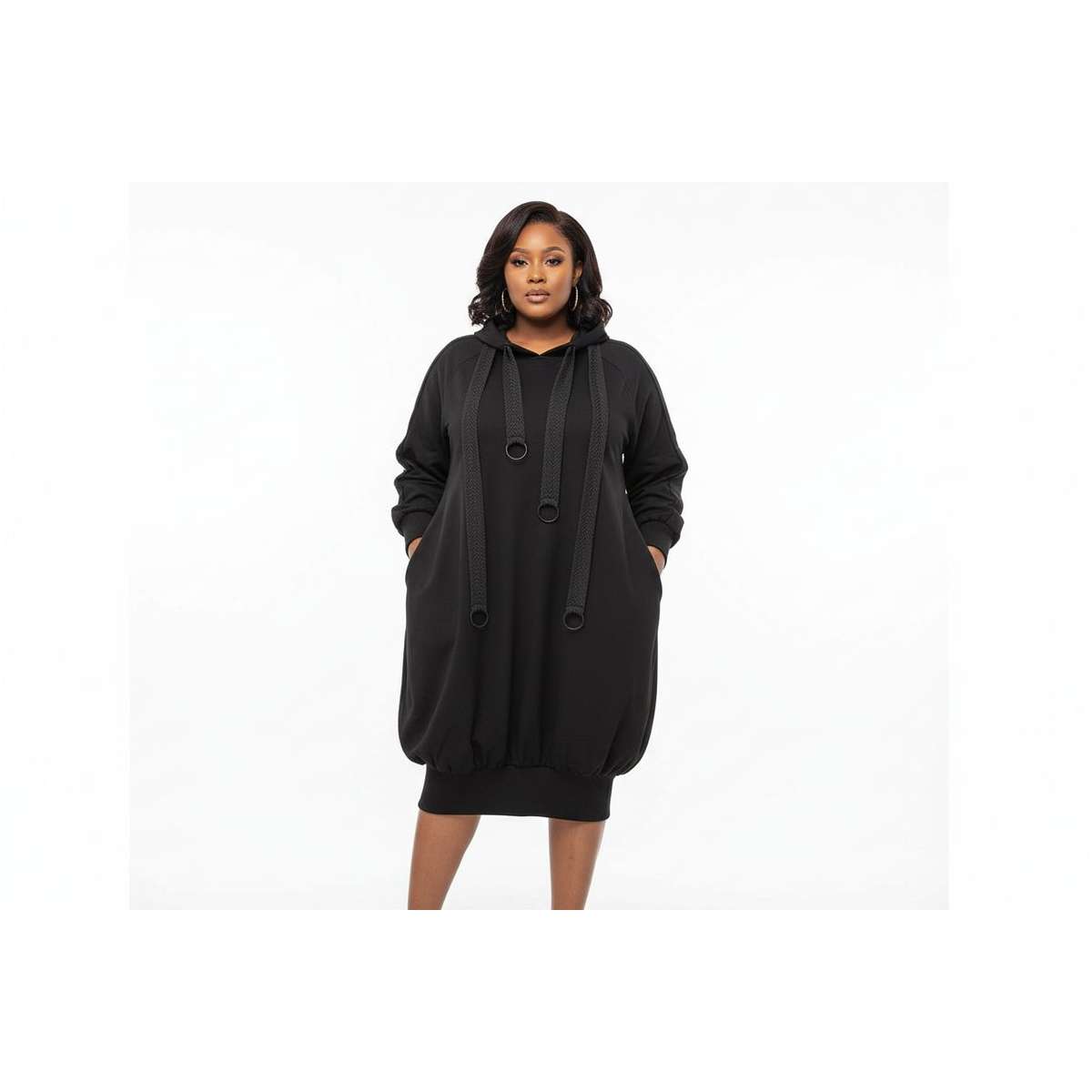 Plus Size Hooded Midi Dress