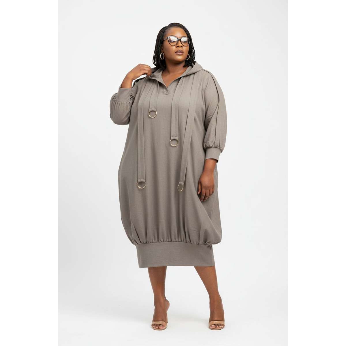 Plus Size Hooded Midi Dress