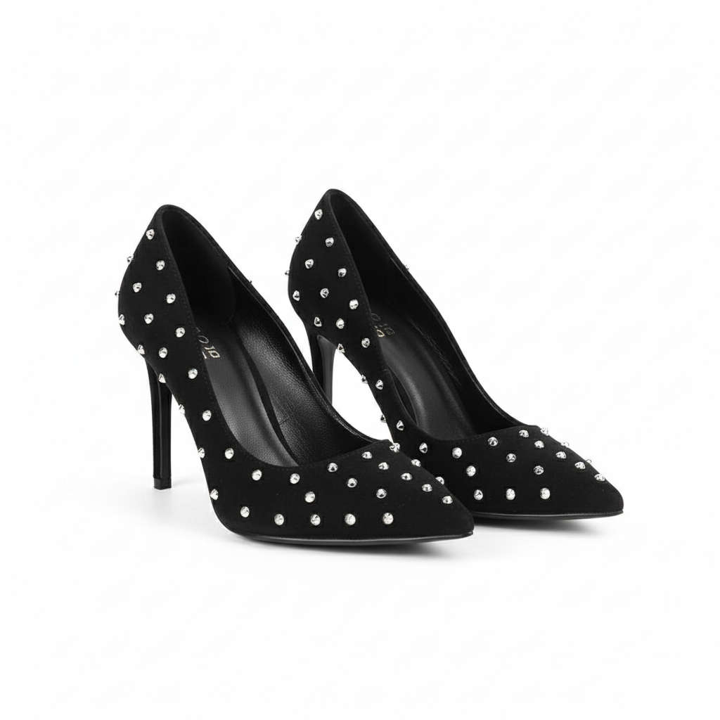 Velvet pointed stiletto single shoes