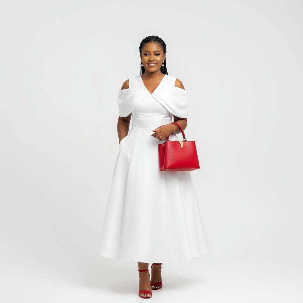 Plus Size Cross Fold Box Pleated Dress