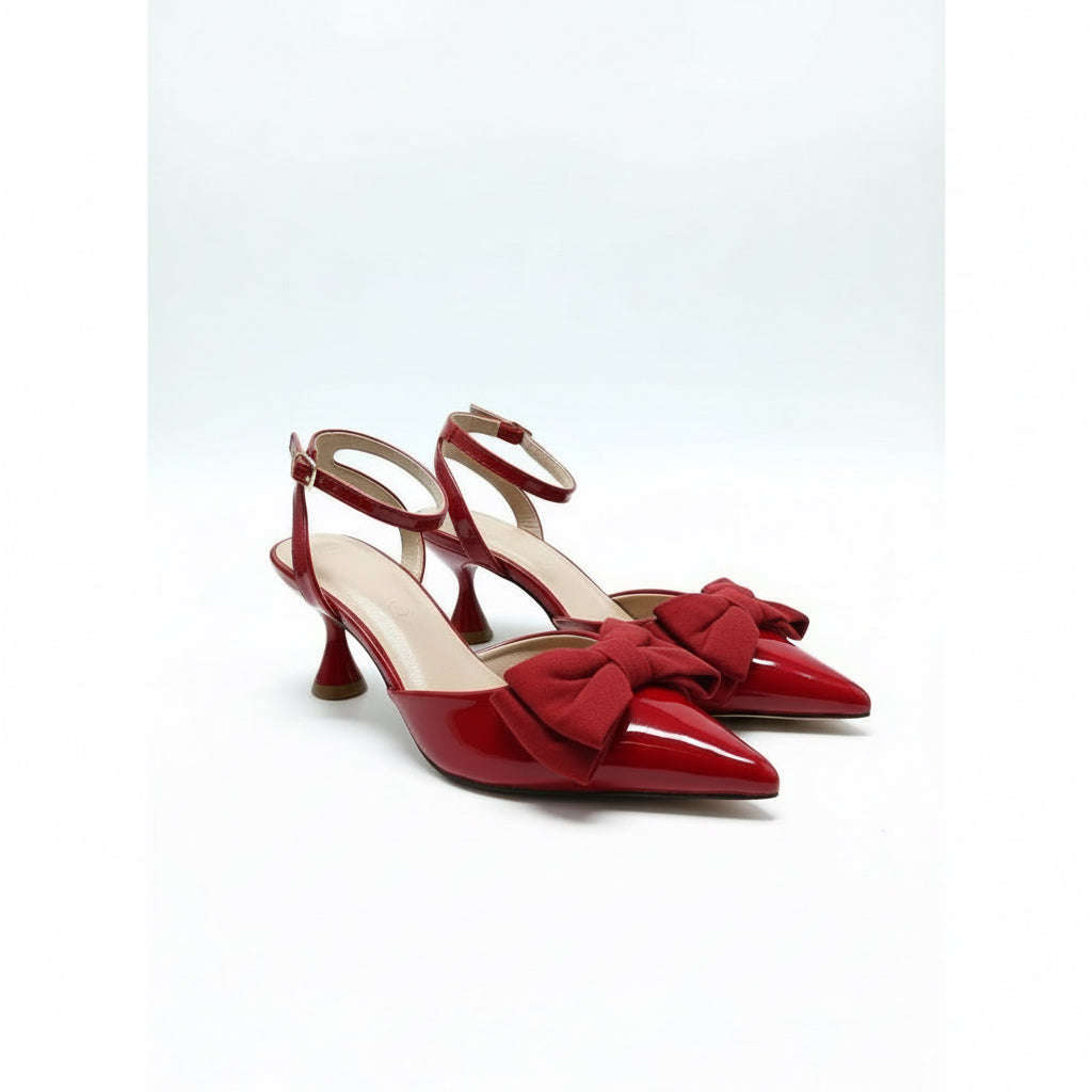 Ladies Patent Bow-Detail Heels