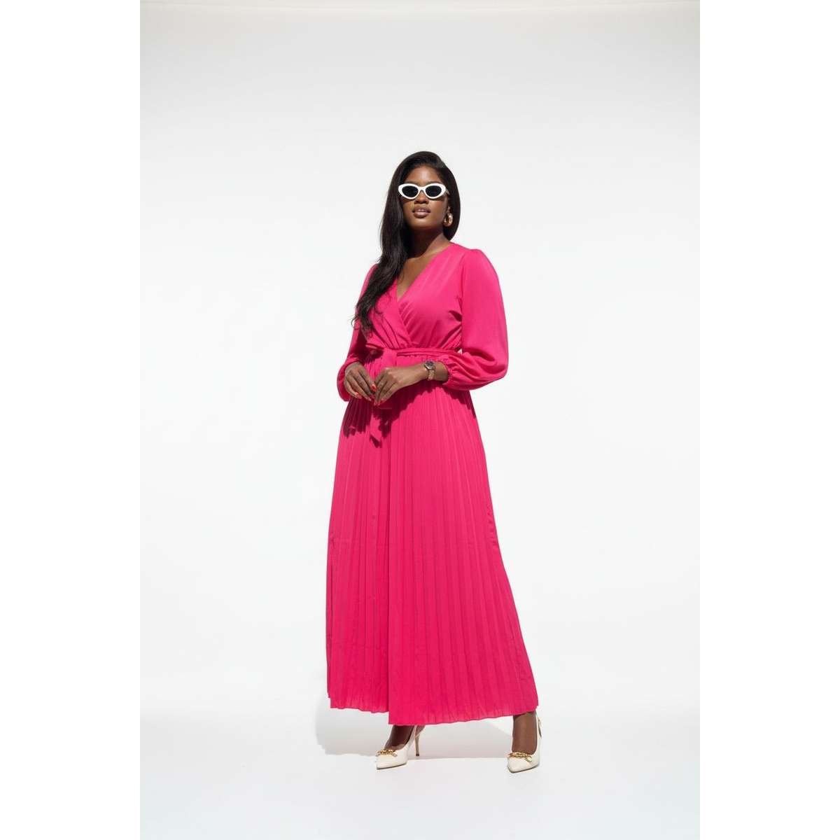 Sexy Pleated V-Neck Jumpsuit