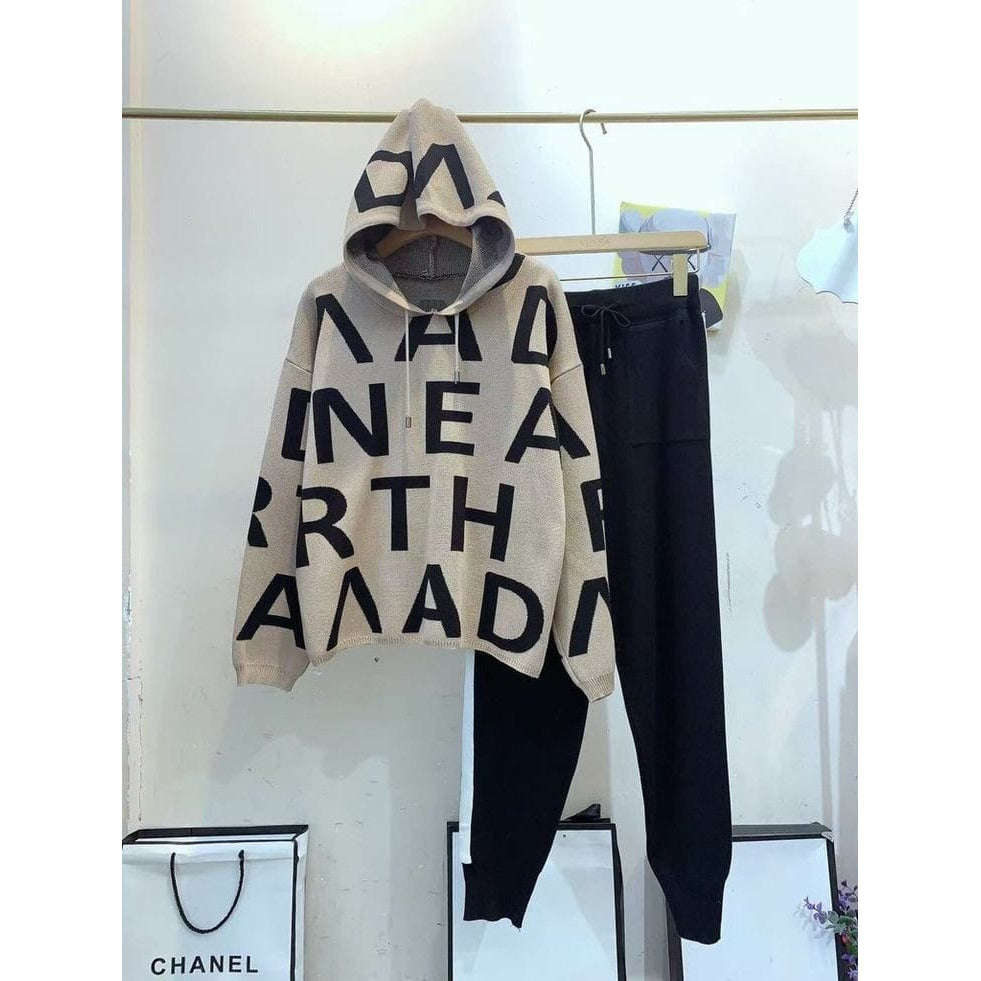 Printed Hooded Tracksuits - KHAKI / S/M