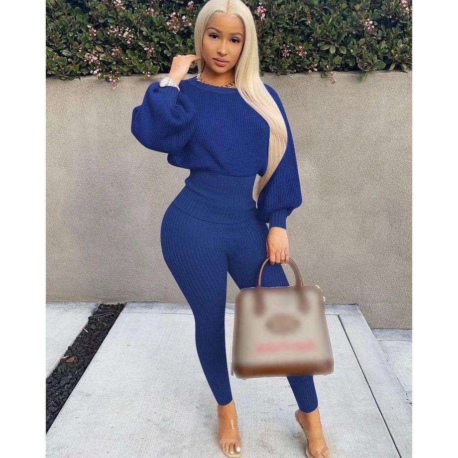 knitted Tracksuit Set - GREEN / S/M