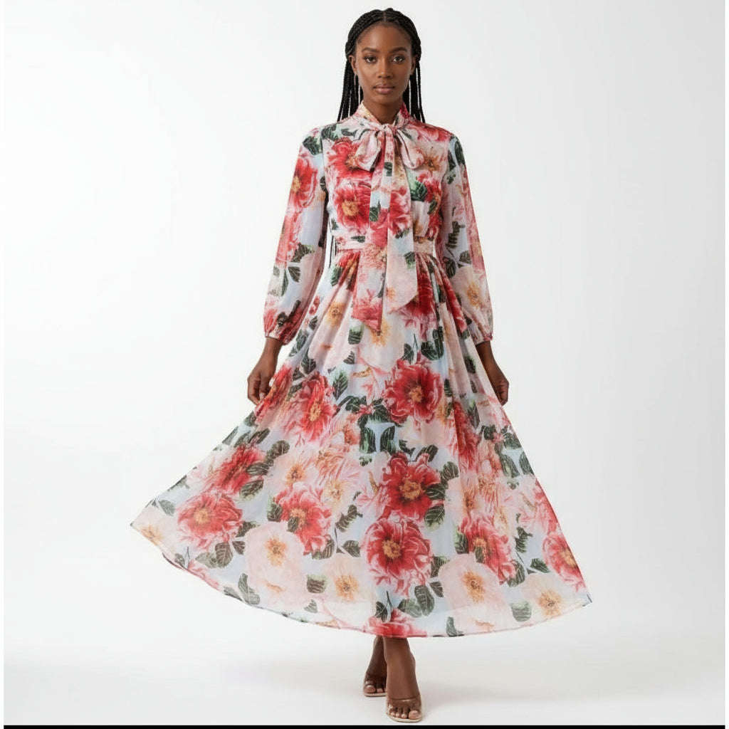 Summer Bohemian Chiffon Long Floral Dress