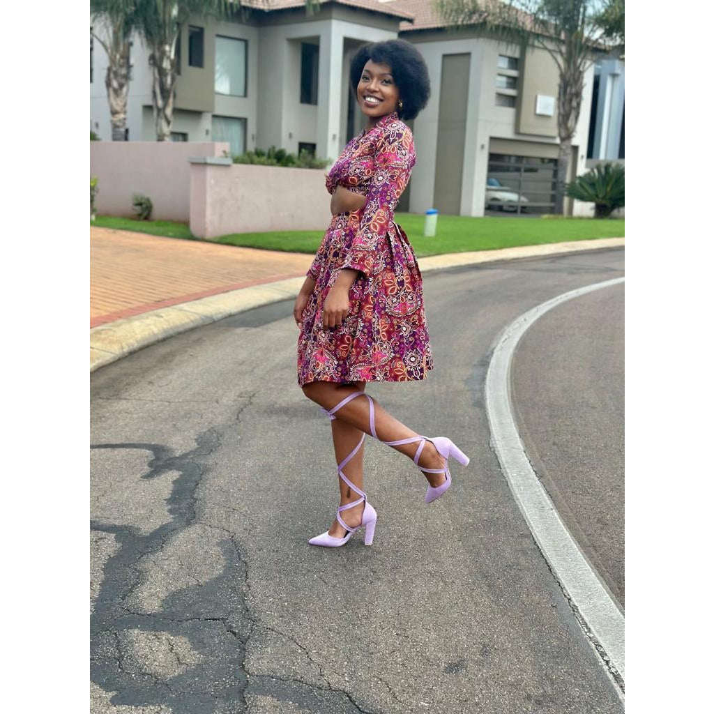 V-Neck Long Sleeve Printed Set