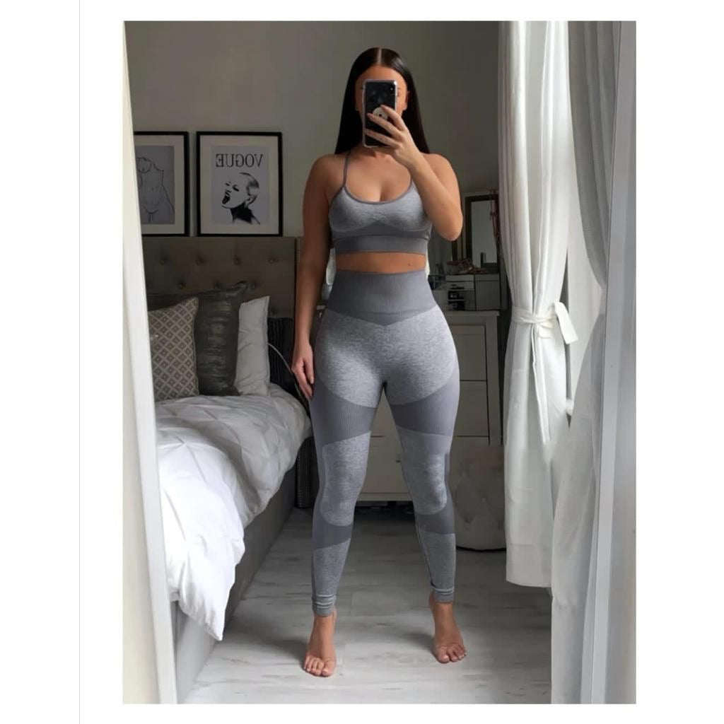 High waisted pant and crop top Gym set