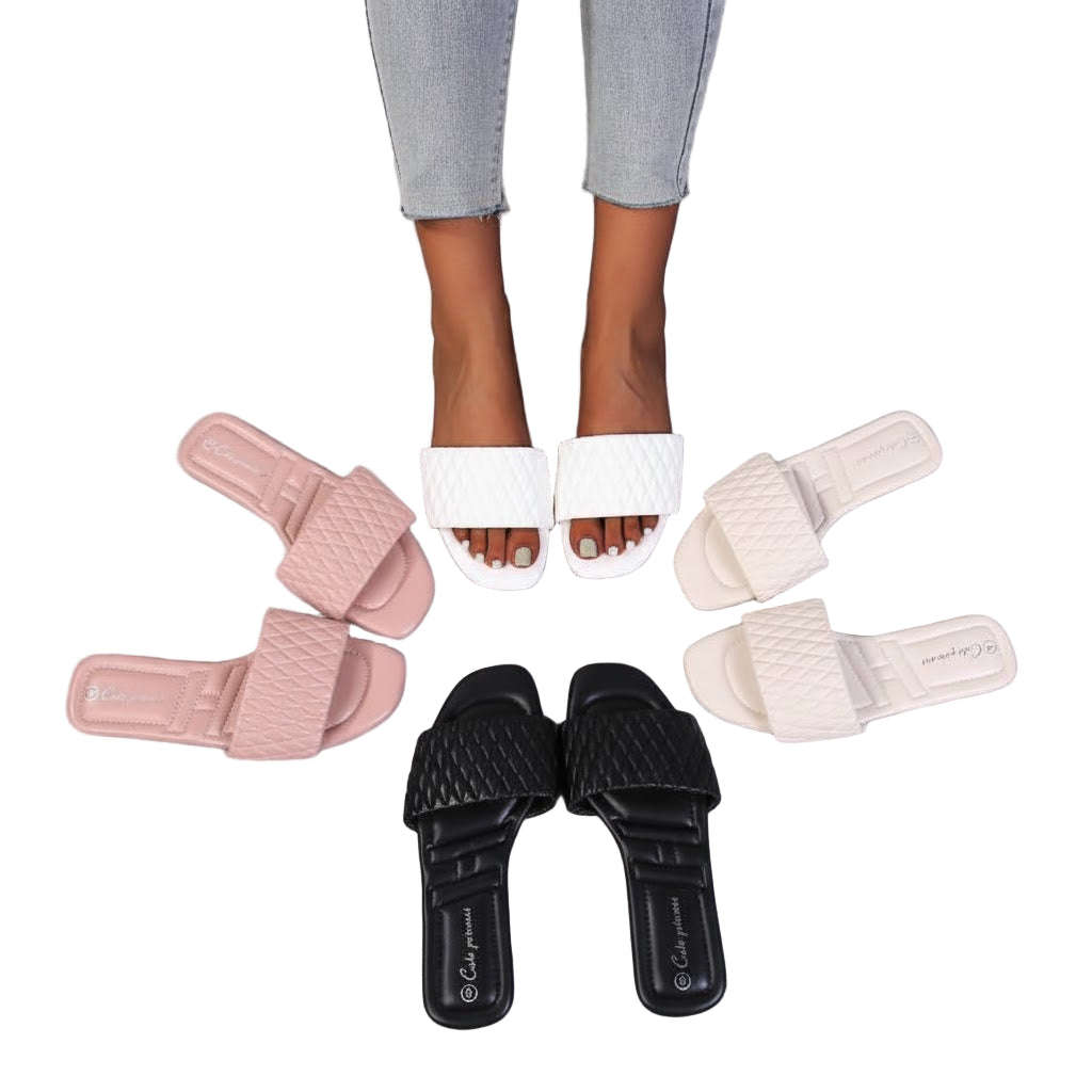 Padded Comfort Flats Slide Sandals