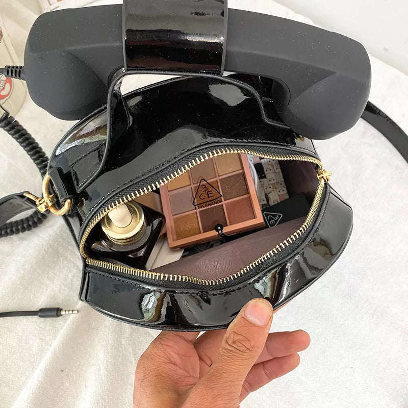 Funny Telephone Shaped Women Handbags - WHITE