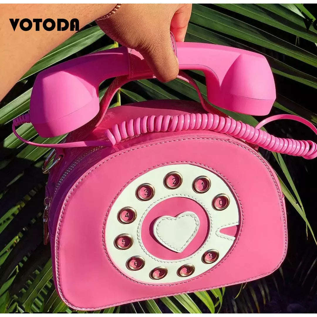 Funny Telephone Shaped Women Handbags - WHITE