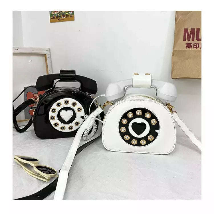 Funny Telephone Shaped Women Handbags - WHITE