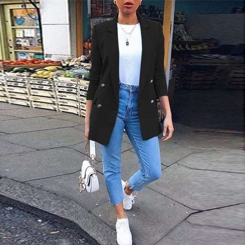 Double Breasted Blazer - MUSTARD / S