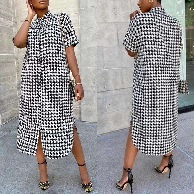 Plaid Shirt Dress - 34