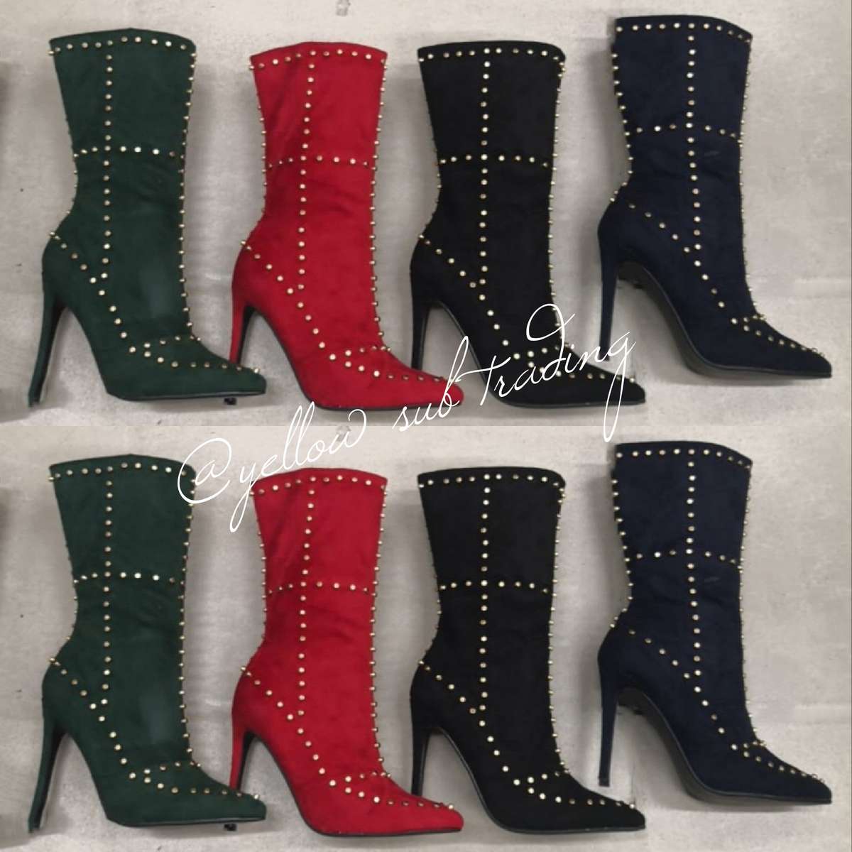 Pointed Toe Rivet Boots - BLACK / 8