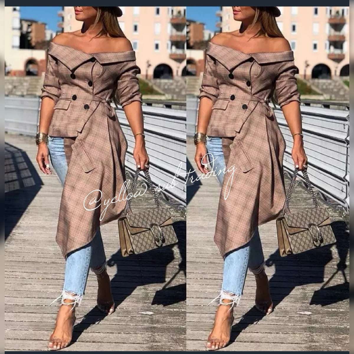 Irregular Plaid Coat - 30