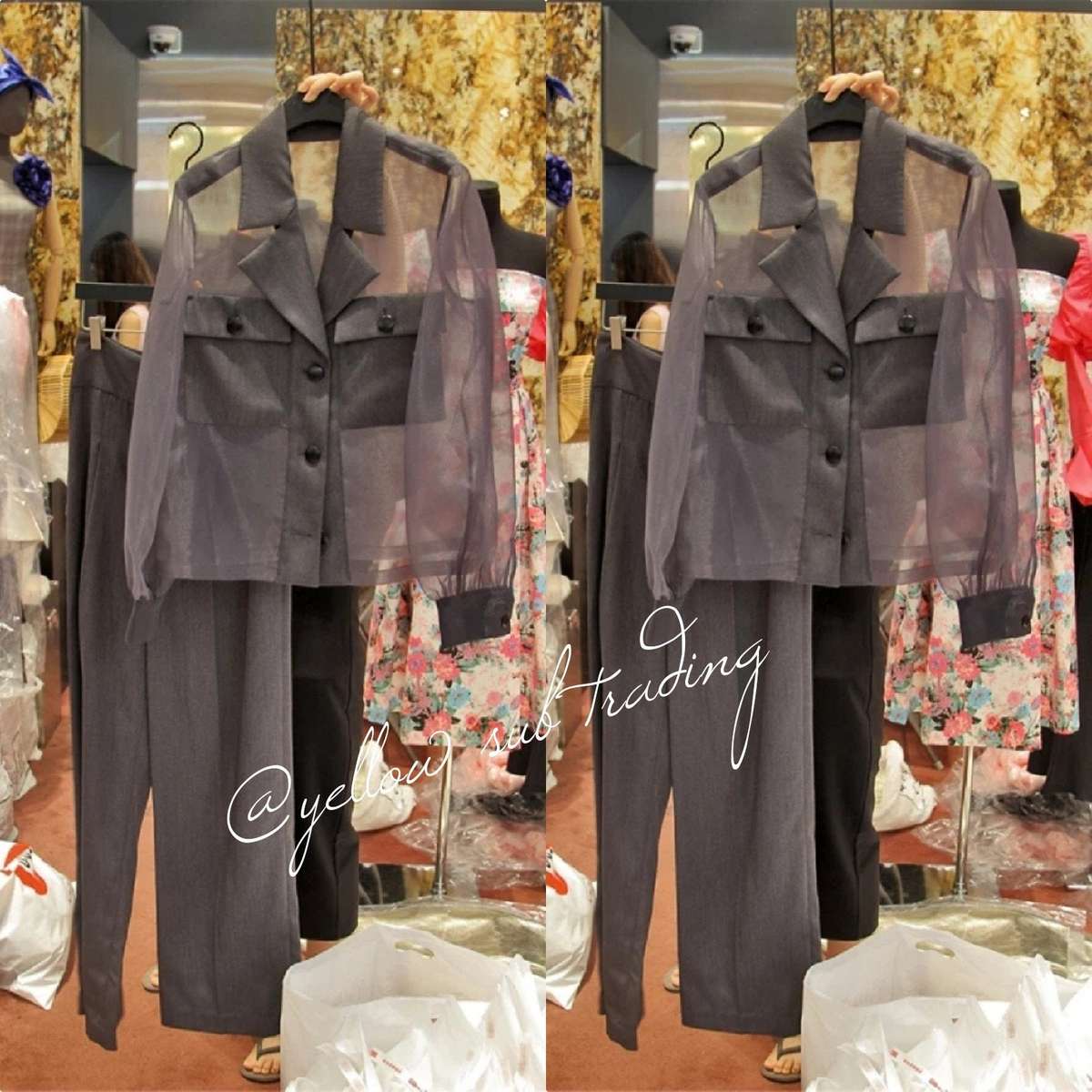 Wide Leg Pants & V-Neck Shirt Set