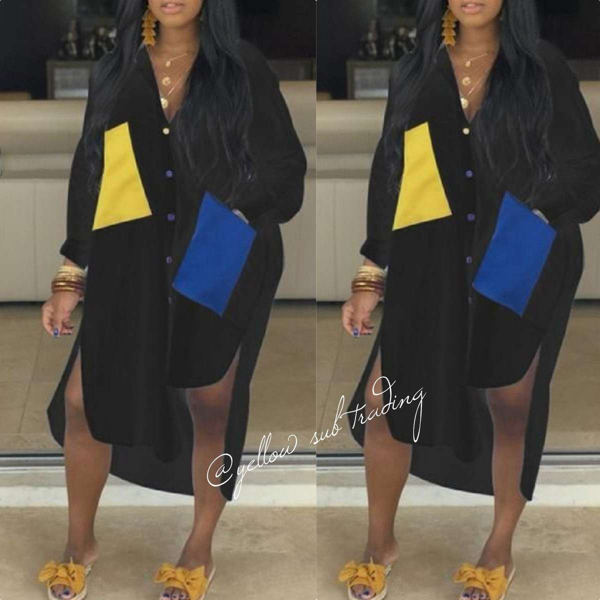 Over Sized Pocket Shirt Dress - WHITE / S