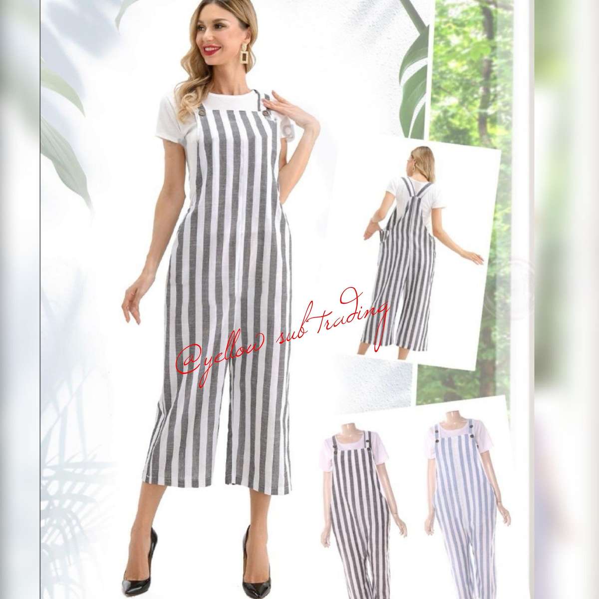 Free Mee Striped Jumpsuit - BLUE/WHITE / XS