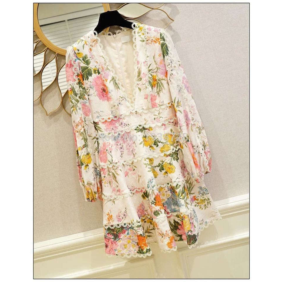 V-Neck Floral Dress - 38