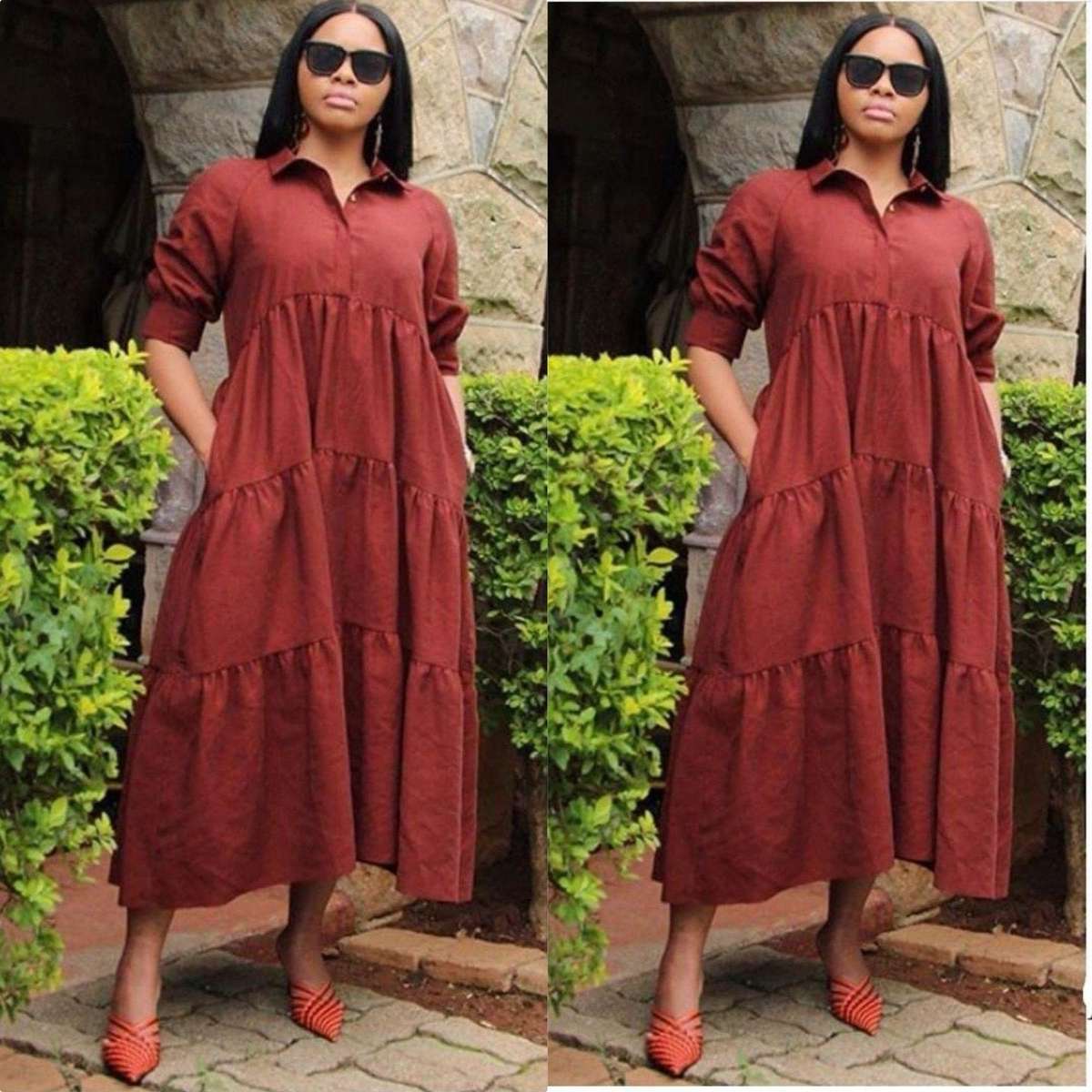 V-Neck Malia Dress - WHITE / L