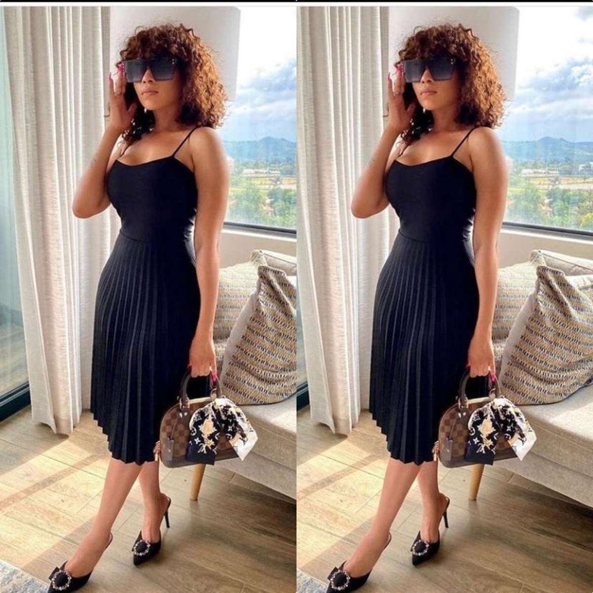 Pleated Midi Dress - MAROON / XXL