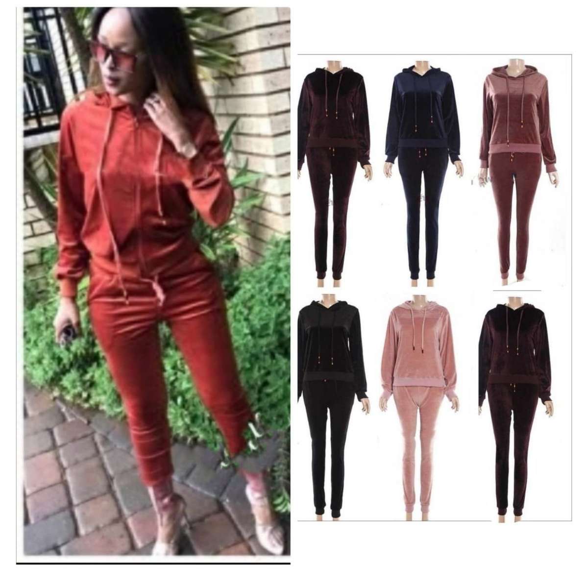 Velvet Tracksuit Set - GREEN / L