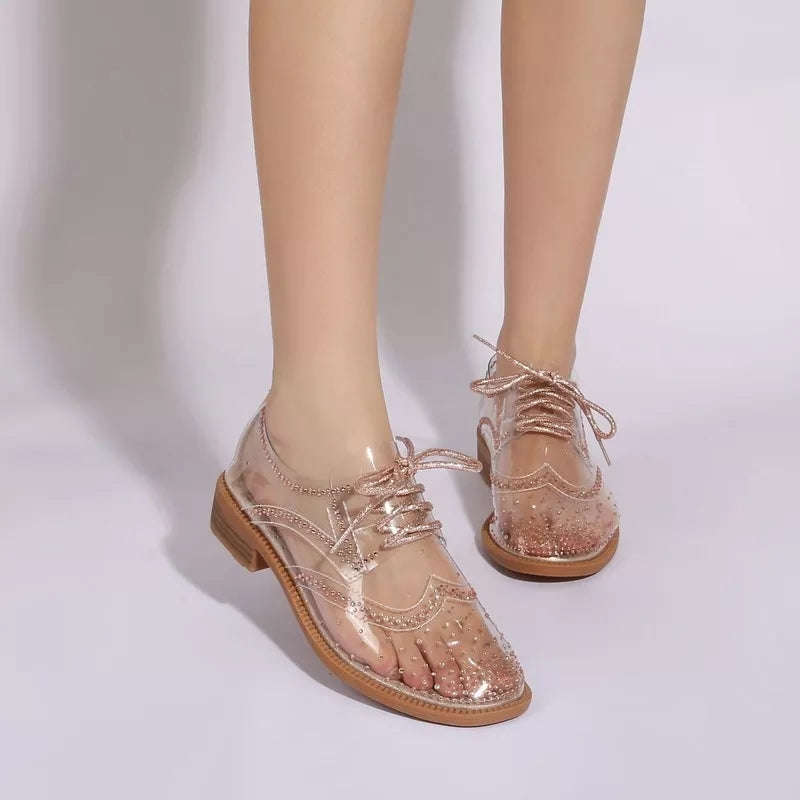 Glitter Pvc Oxford Shoes - ROSE GOLD / 6
