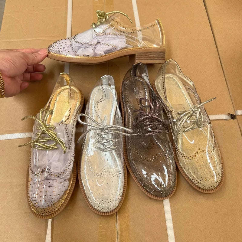 Glitter Pvc Oxford Shoes - ROSE GOLD / 6