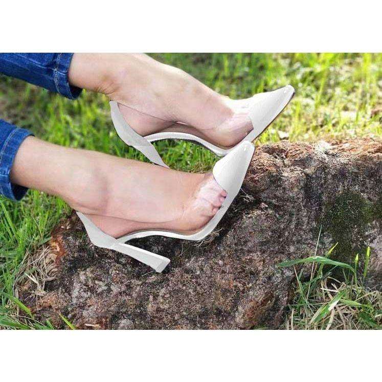 Casual Pointed Toe Short Heel Sandals - WHITE / 8