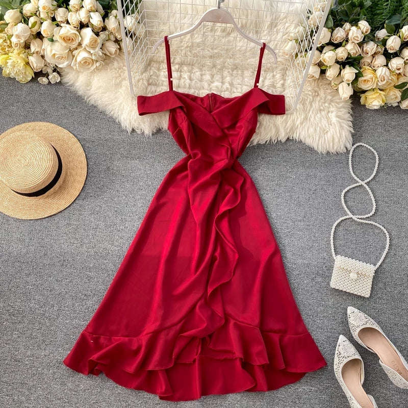 Satin V-Neck Sexy Dress - YELLOW / XS