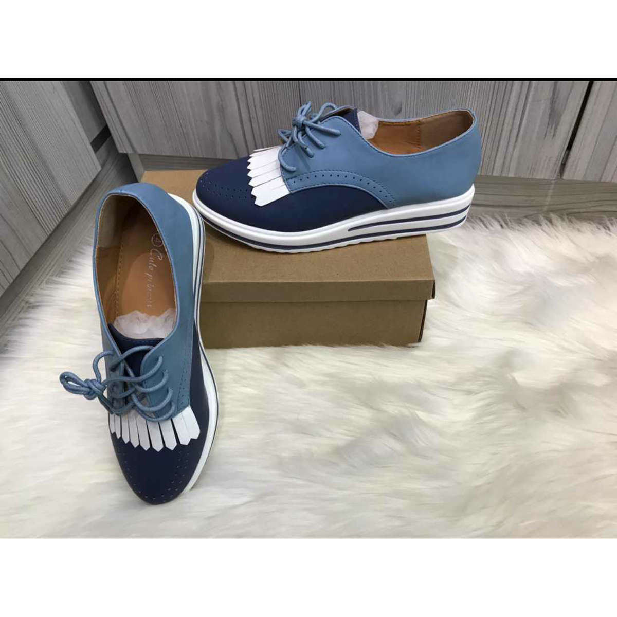 Platform Lace-Up  Shoes - GRAY / 5