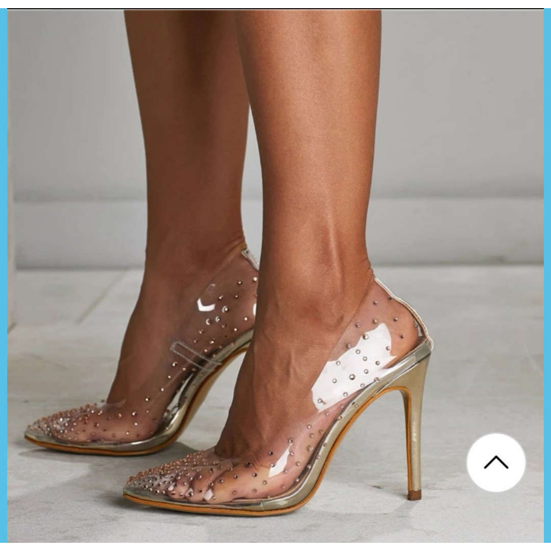 PVC Pumps Stilettos High Heels Shoes - SILVER / 4