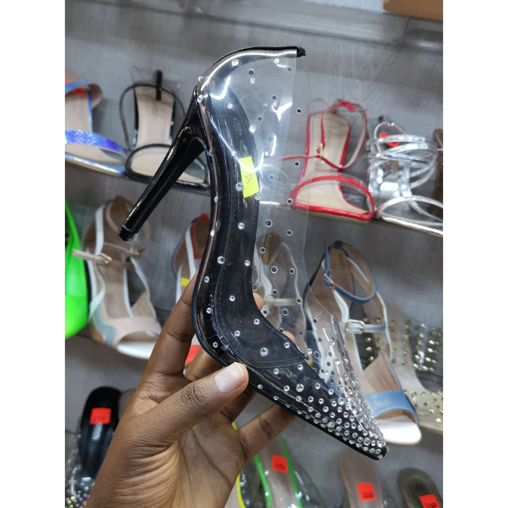 PVC Pumps Stilettos High Heels Shoes - SILVER / 4