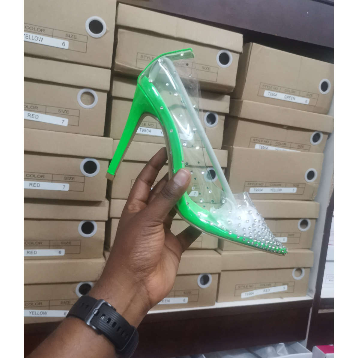 PVC Pumps Stilettos High Heels Shoes - SILVER / 4